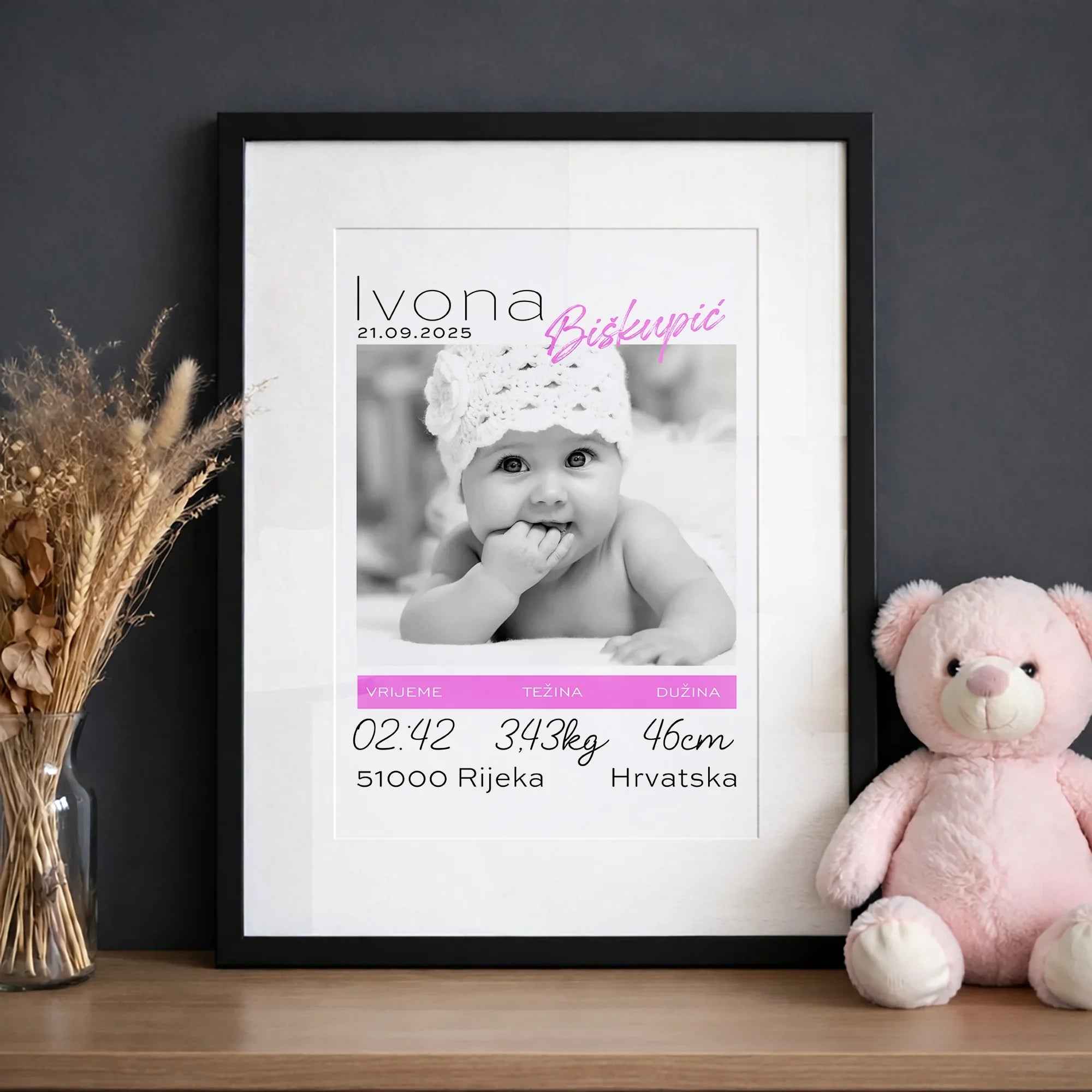 Djecji personalizirani portret rođenja DI ADORE