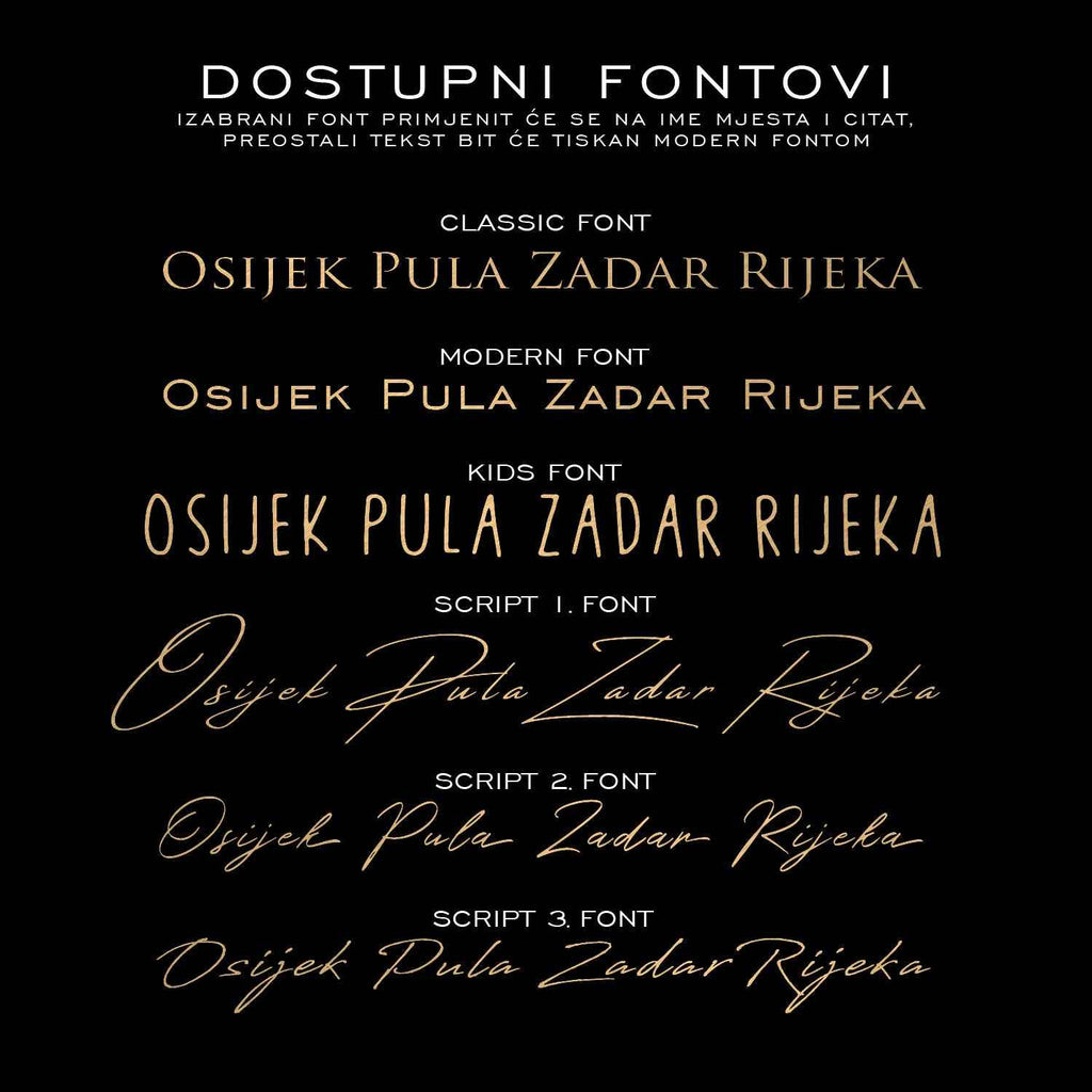 Karta gradova - personalizirani metalik print V2 - DI ADORE