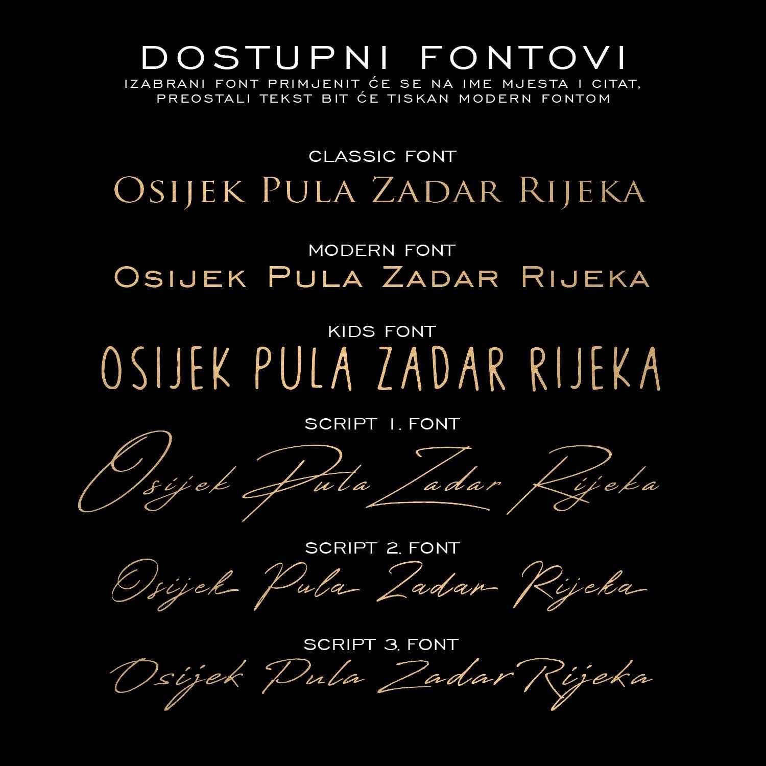 Karta gradova - personalizirani metalik print V2 - DI ADORE