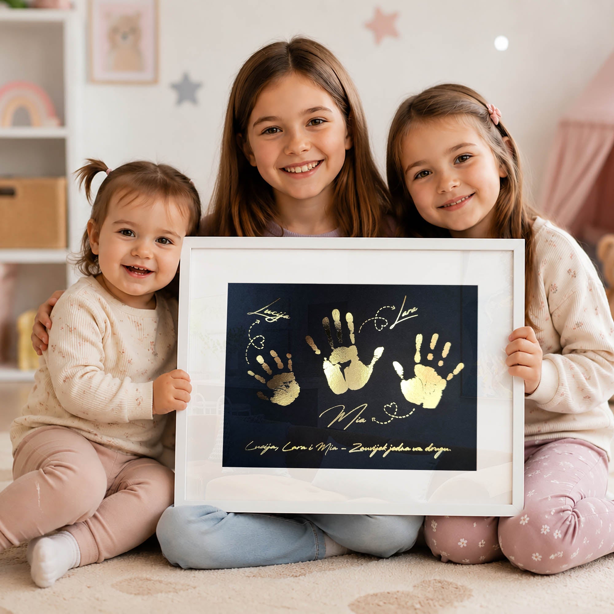 Dječji skupni otisci V2 - personalizirani metalik print sa strijelicama