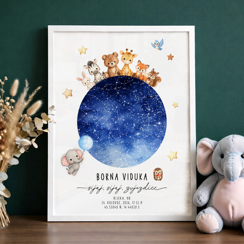 Zvjezdana karta za djecu V2 - personalizirani print
