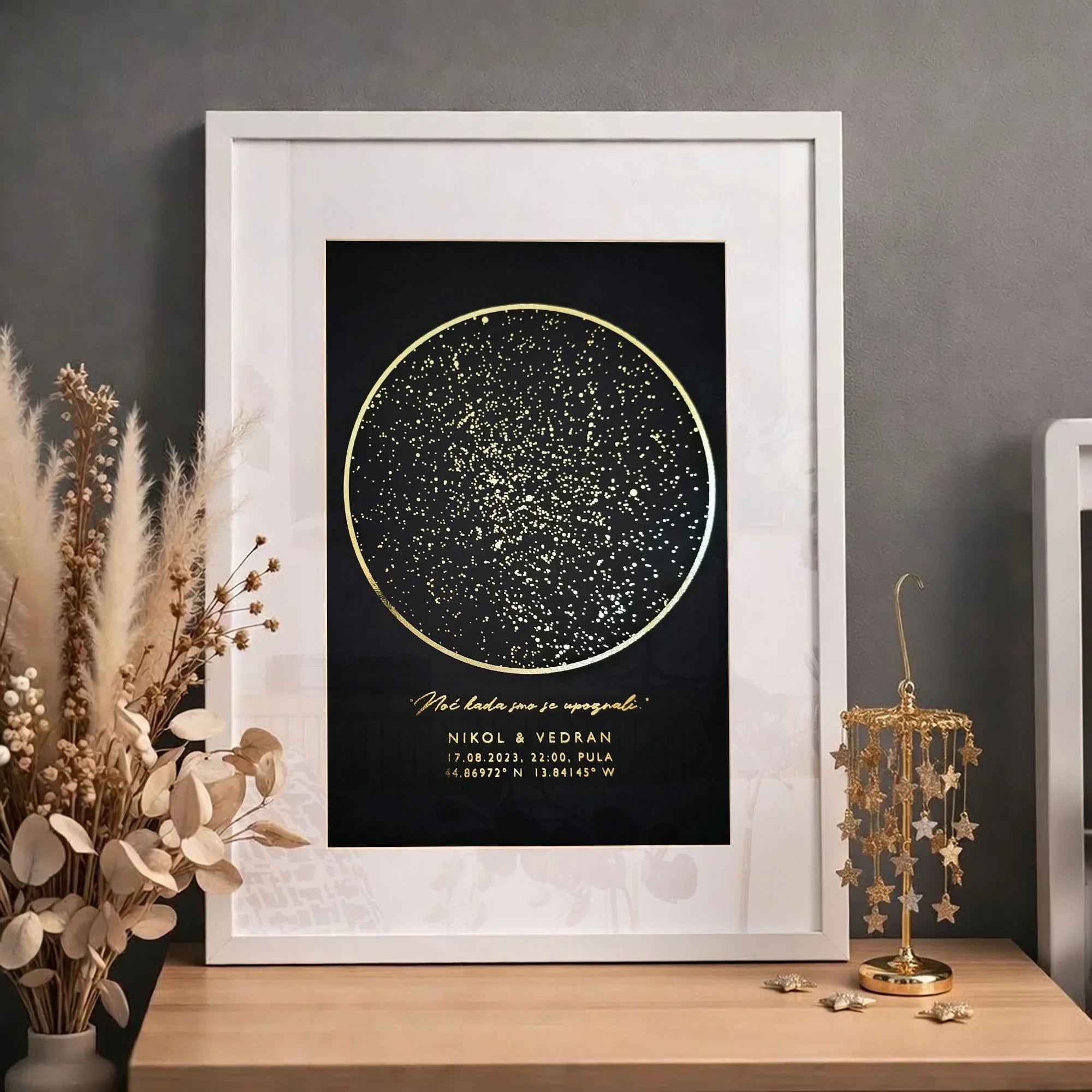 Zvjezdana karta personalizirani metalik print DI ADORE