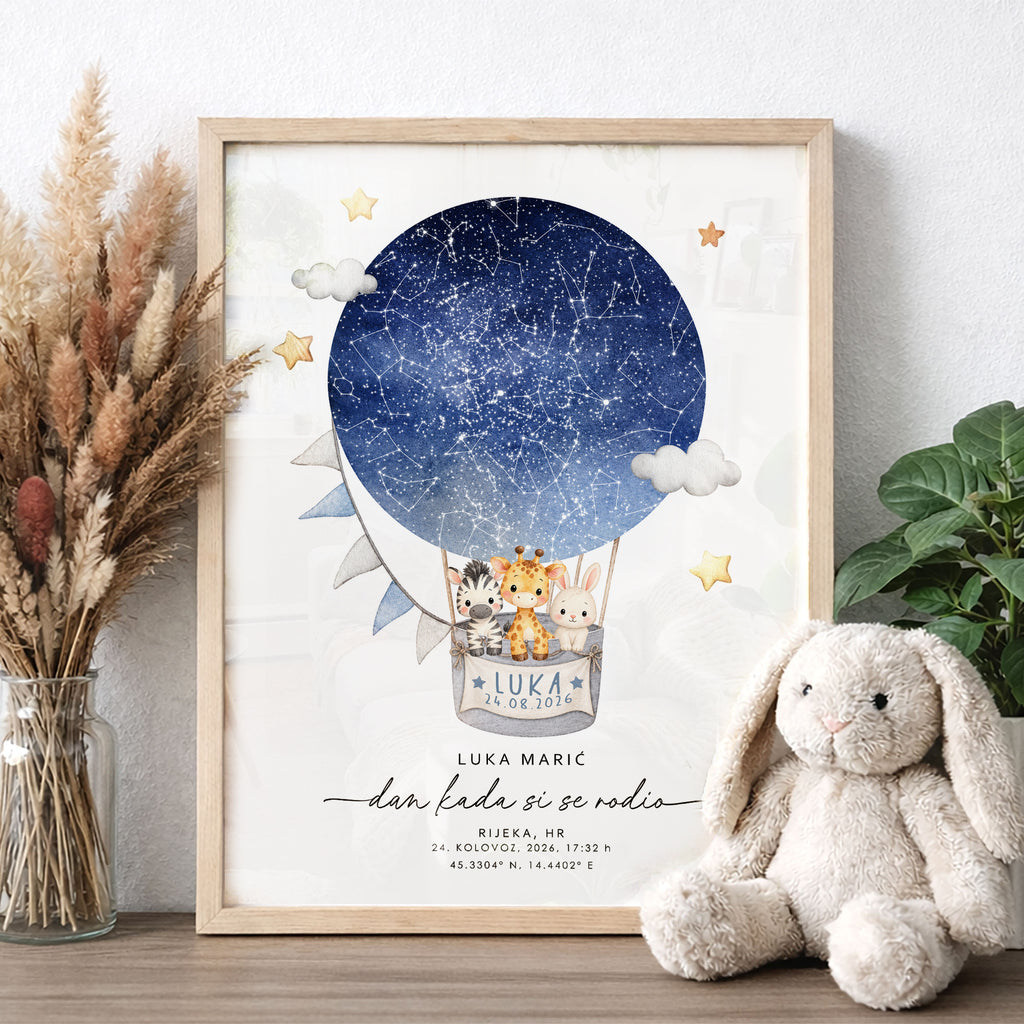 Zvjezdana karta za djecu V1 - personalizirani print